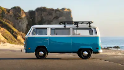 Volkswagen debuts restored vintage blue bus that survived a California wildfire and melted hearts